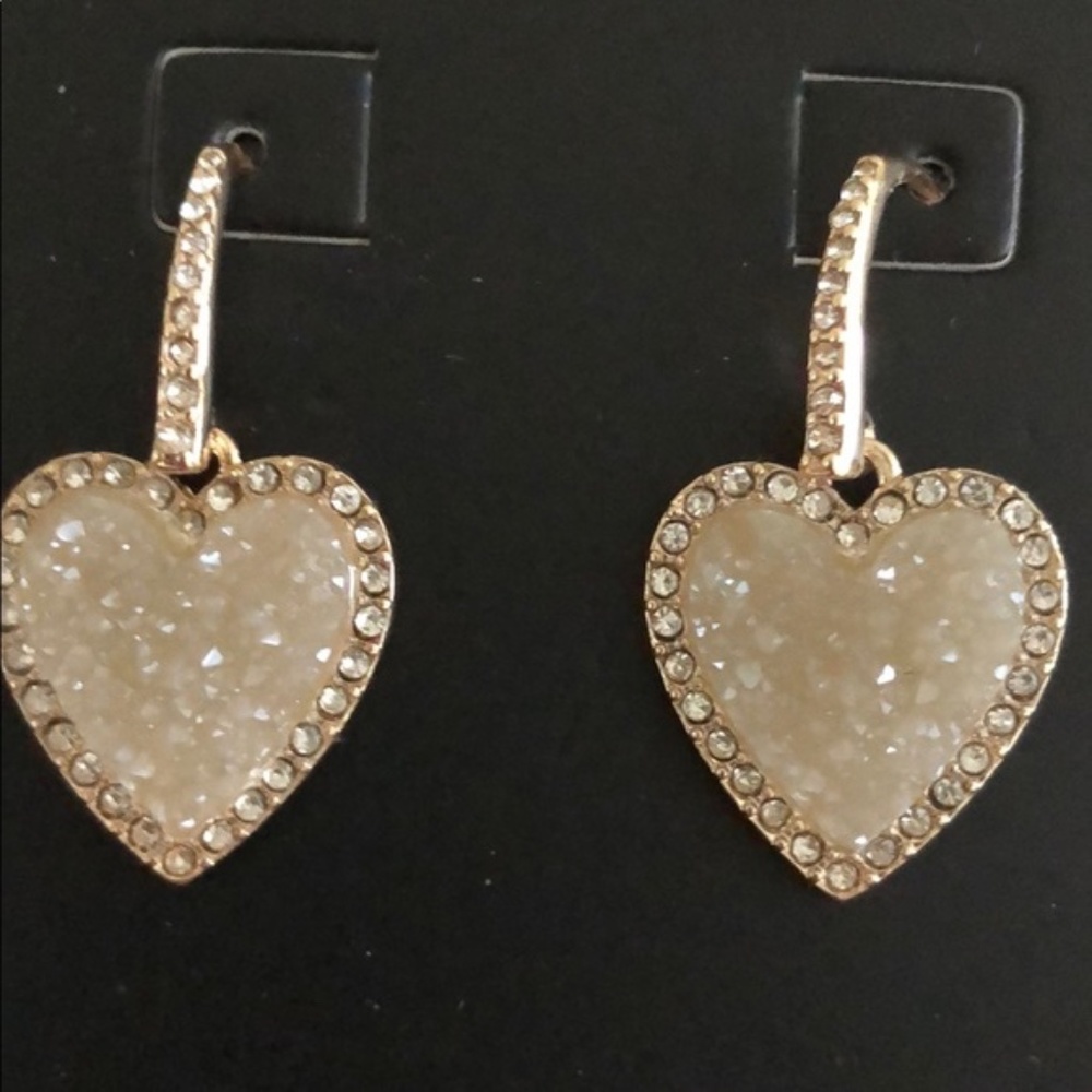 BaubleBar Druzy/Crystal heart earrings - NWT